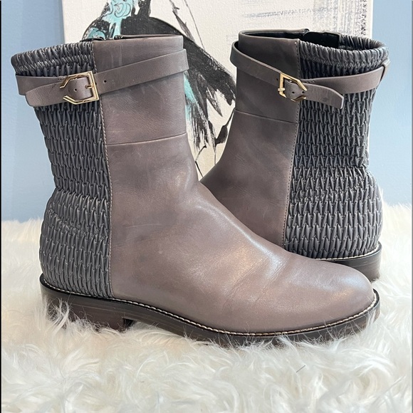 COLE HAAN GRAND OS GRAY LEATHER BOOTIES SIZE 7 - Picture 1 of 9